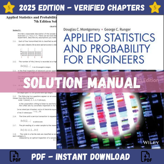 Solution Manual – for Applied Statistics and Probability for Engineers 7th Edition (Turton, 2020)