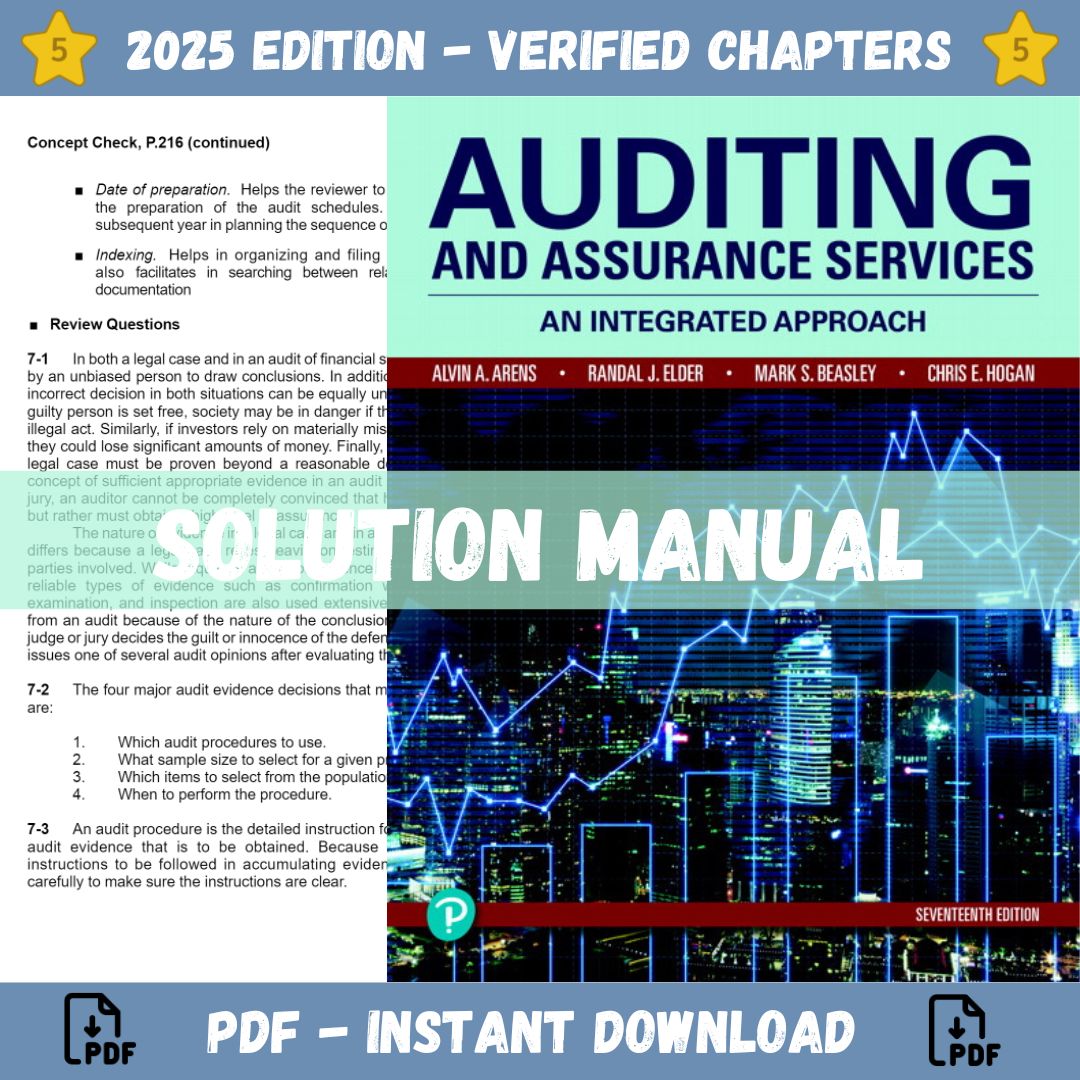 Solution Manual - for Auditing and Assurance Services 17th Edition (Arens, 2020)