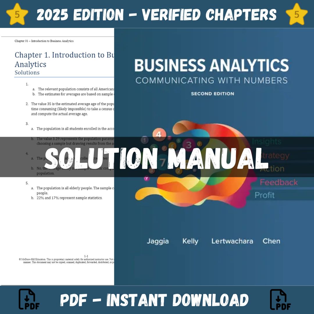 Solution Manual - for Business Analytics 2nd Edition (Jaggia, 2023)