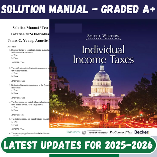 South-Western Federal Taxation 2024 Individual Income Taxes 47th Edition By Young